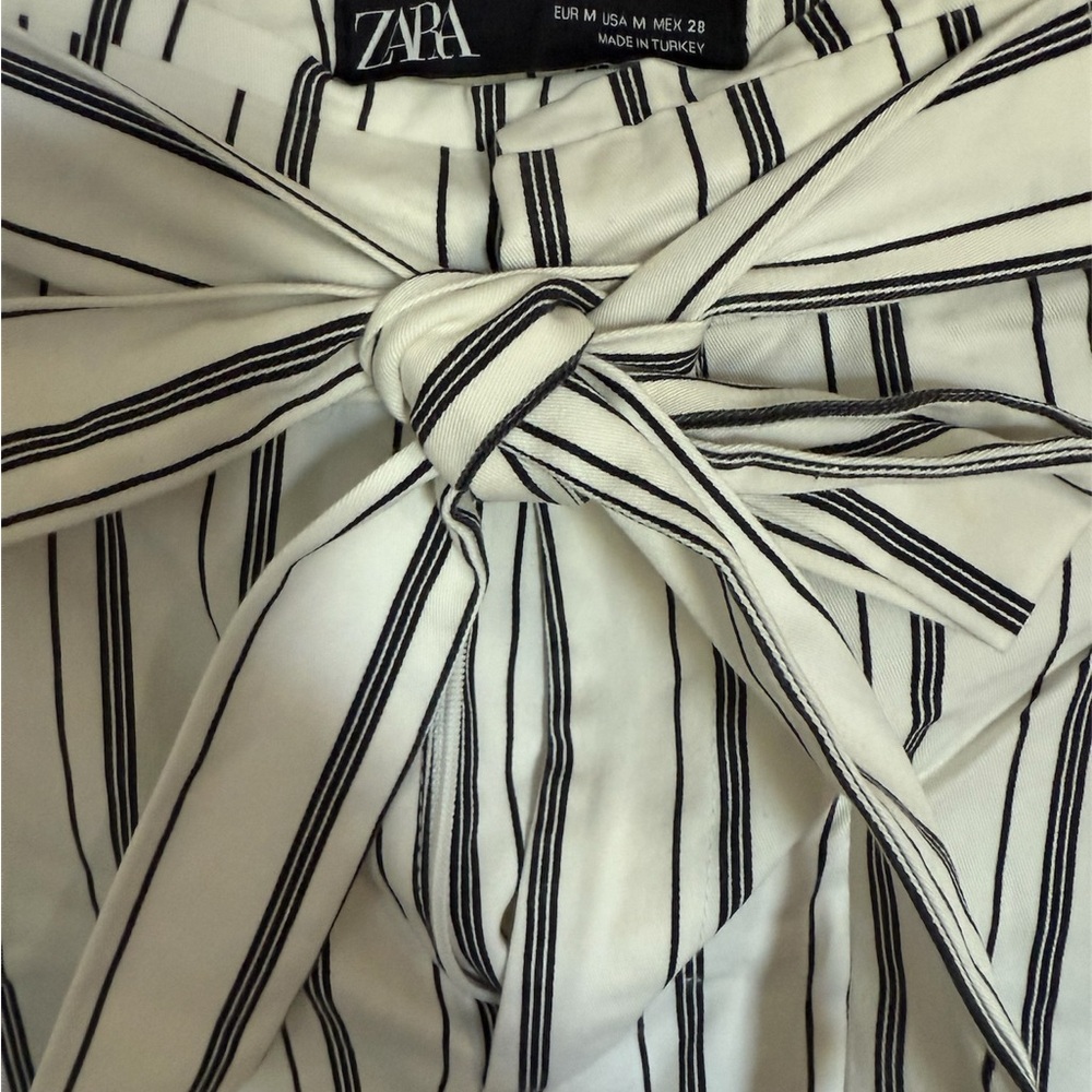 Zara Black and White Striped Bow Skirt